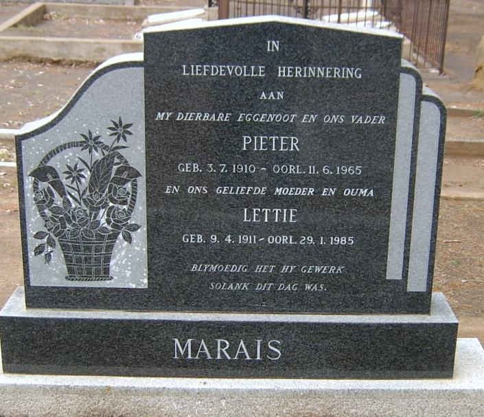 MARAIS Pieter 1910-1965 &amp; Lettie 1911-1985