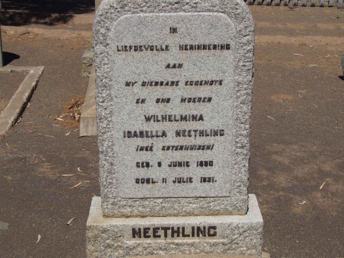 NEETHLING Wilhelmina Isabella nee ESTERHUIZEN 1850-1921
