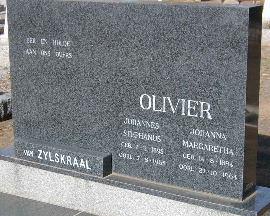 OLIVIER Johannes Stephanus 1895-1965 &amp; Johanna Margaretha 1894-1964