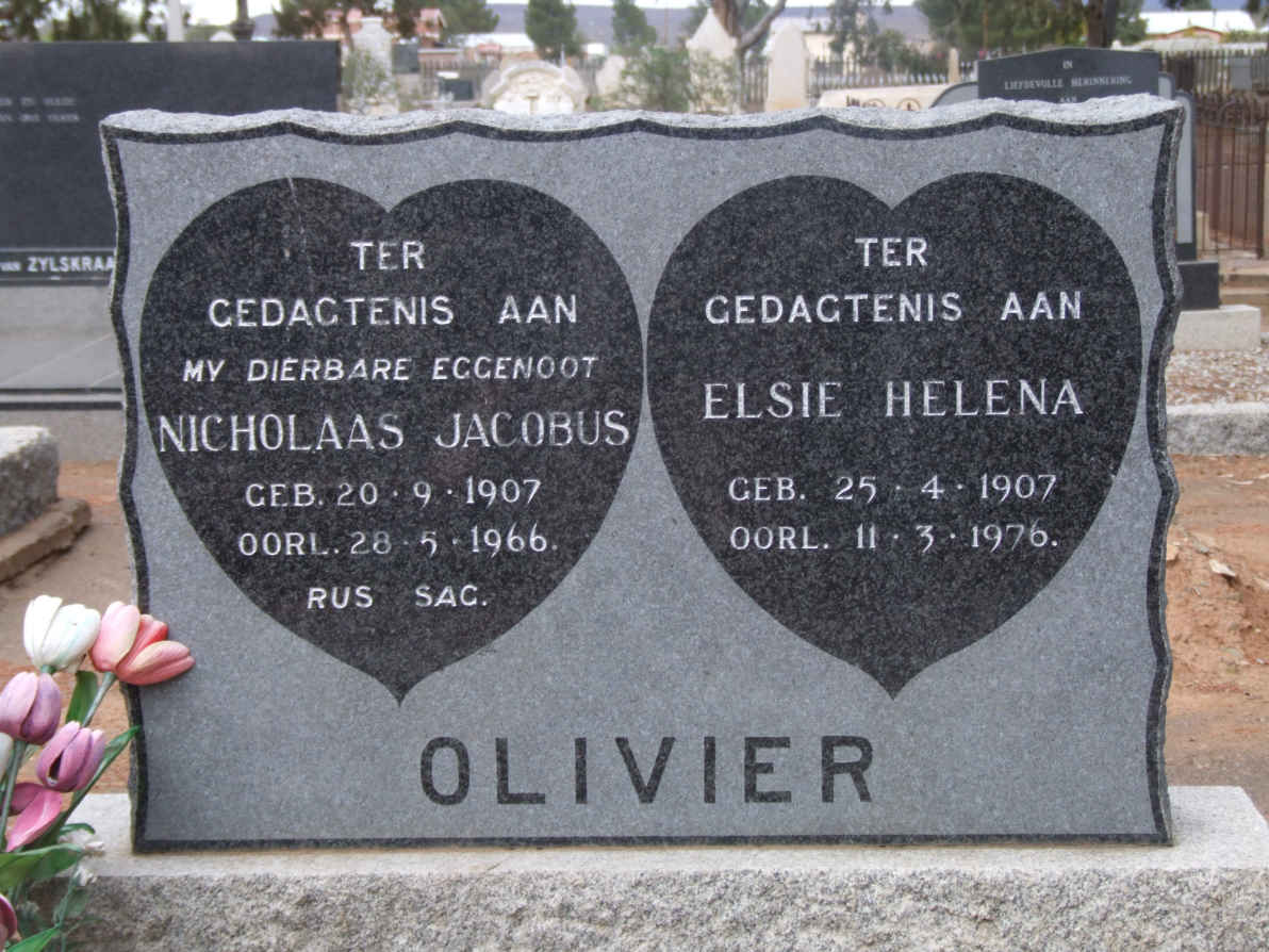 OLIVIER Nicolaas Jacobus 1907-1966 &amp; Elsie Helena 1907-1976