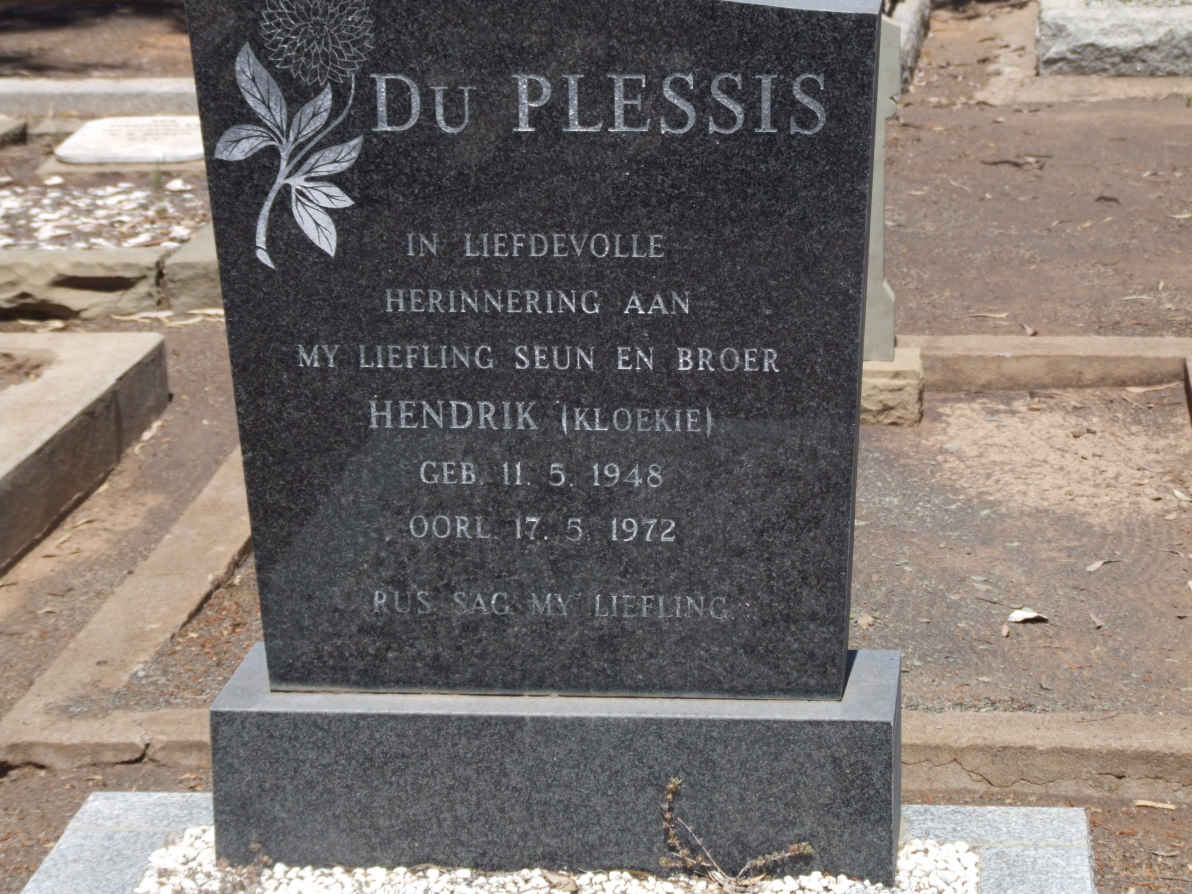 PLESSIS Hendrik, du 1948-1972
