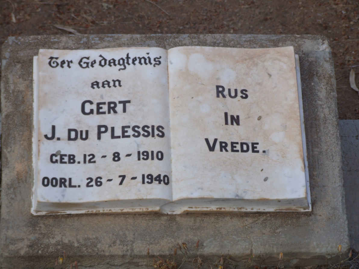 PLESSIS Gert J., du 1910-1940