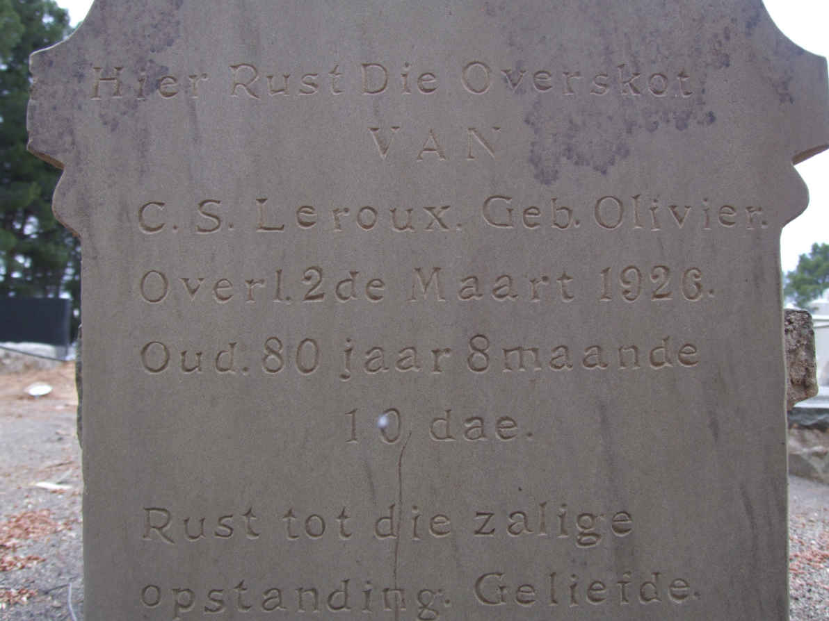 ROUX C.S., le nee OLIVIER -1926