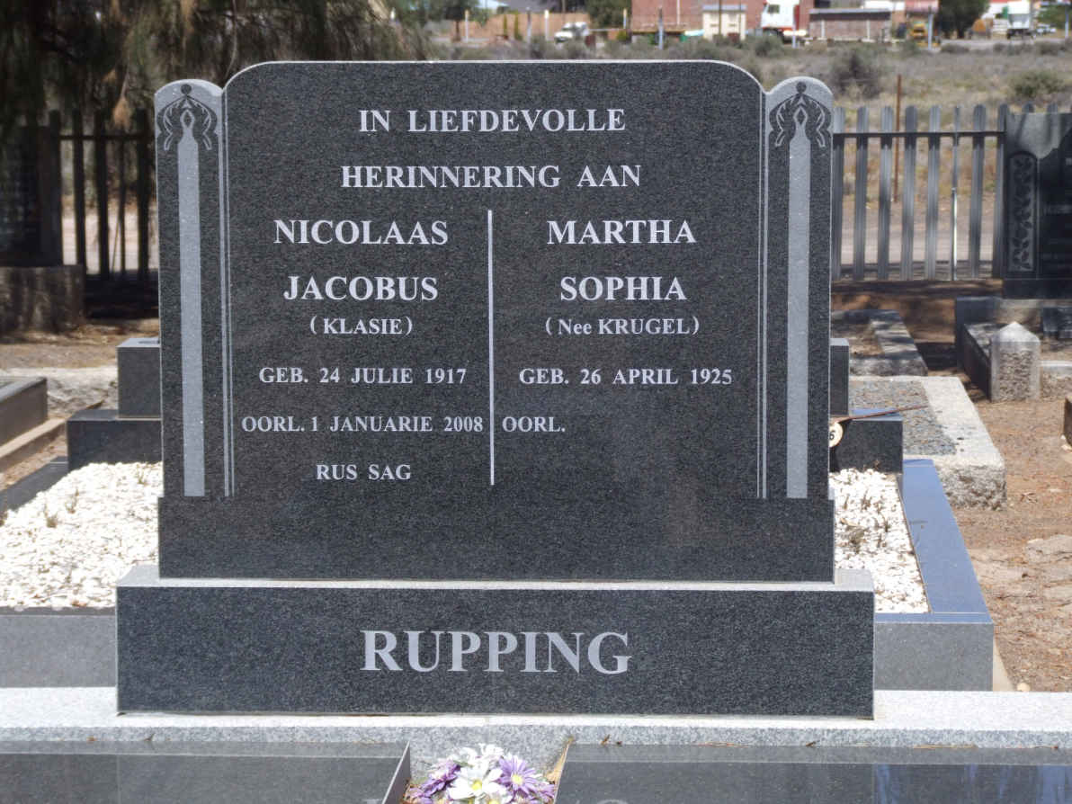 RUPPING Nicolaas Jacobus &amp; Martha Sophia KRUGEL 1925-