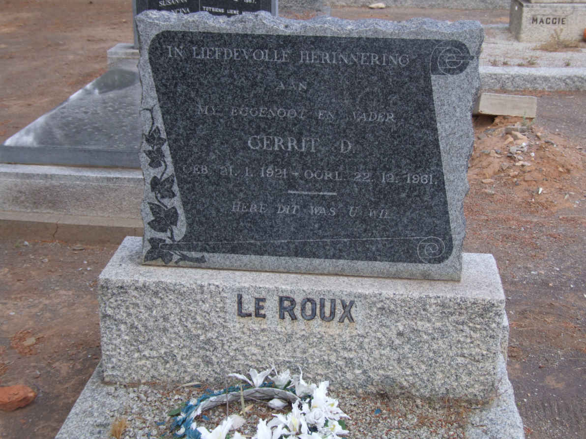 ROUX Gerrit D., le 1921-1961