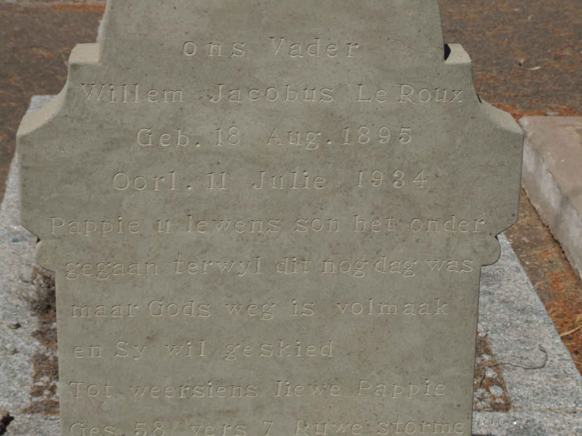 ROUX Willem Jacobus, le 1895-1934