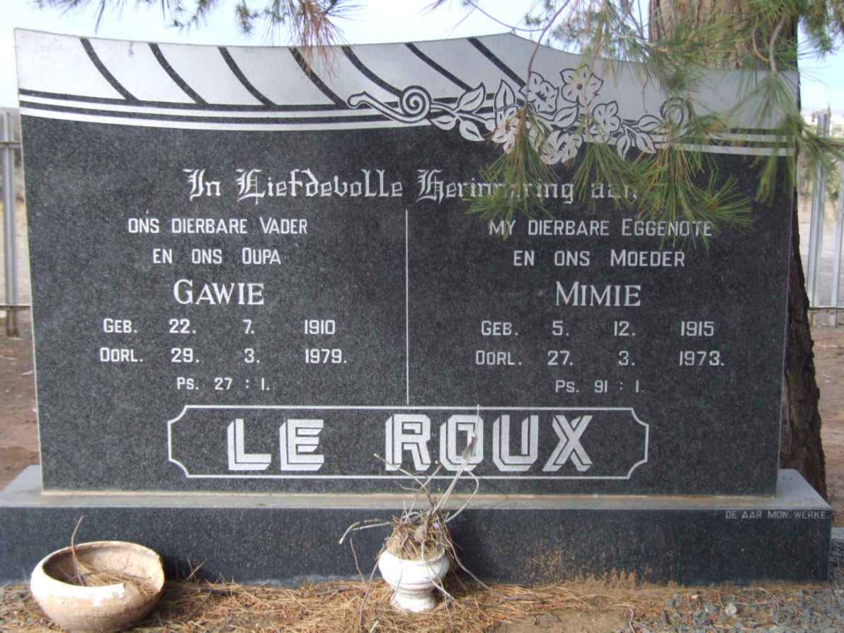 ROUX Gawie, le 1910-1979 &amp; Mimie 1915-1973