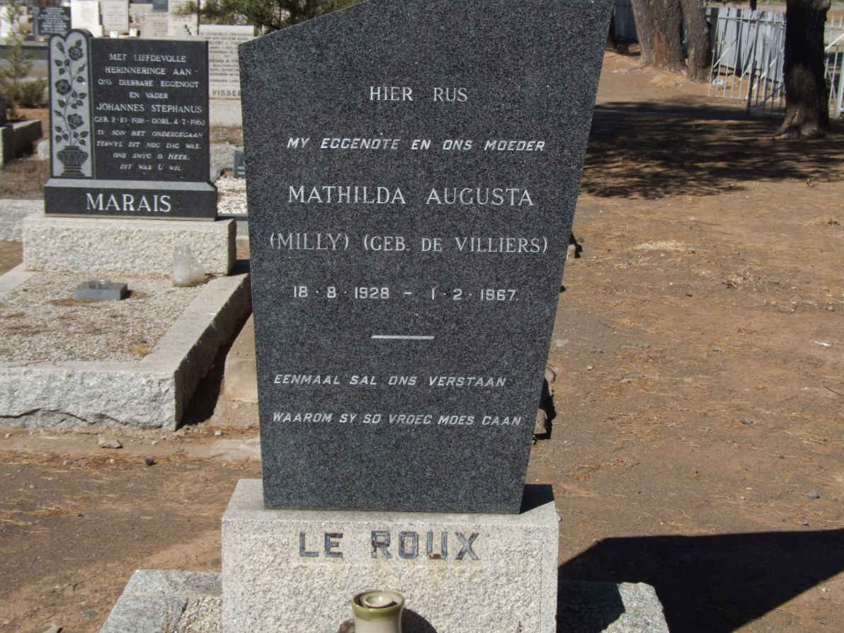 ROUX Mathilda Augusta, le  nee DE VILLIERS 1928-1967