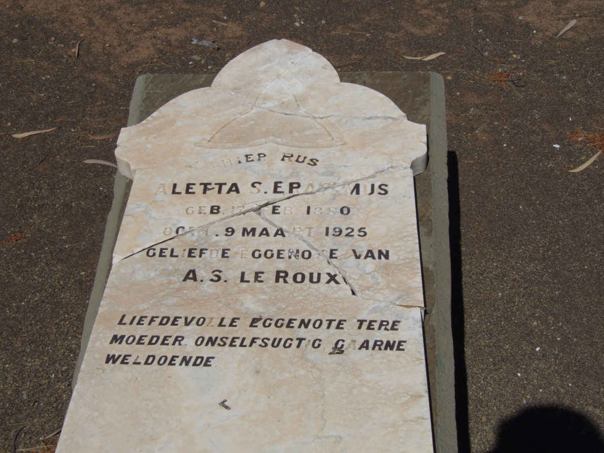 ROUX Aletta S. Erasmus, le 1880-1925