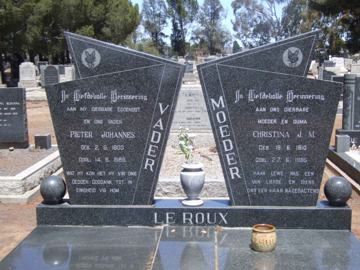 ROUX Pieter Johannes, le 1903-1969 &amp; Christina J.M. 1910-1995