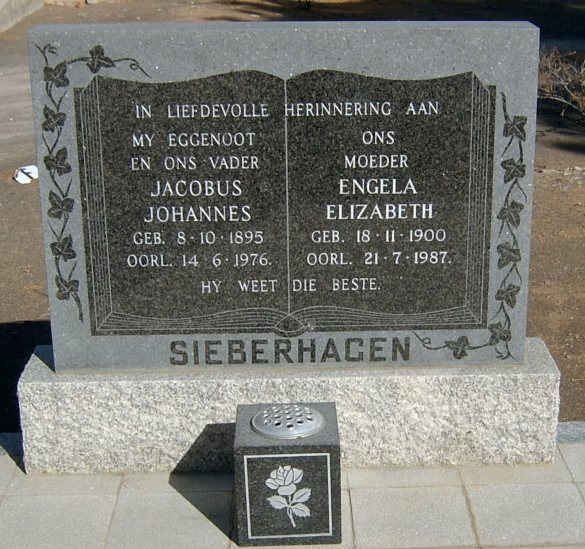 SIEBERHAGEN Jacobus Johannes 1895-1976 &amp; Engela Elizabeth 1900-1987