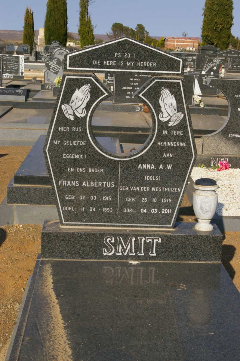 SMIT Frans Albertus 1915-1993 &amp; Anna A.W. VAN DER WESTHUIZEN 1919-2011