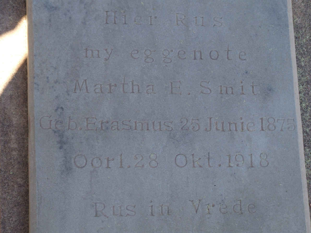 SMIT Martha E. nee ERASMUS 1875-1918