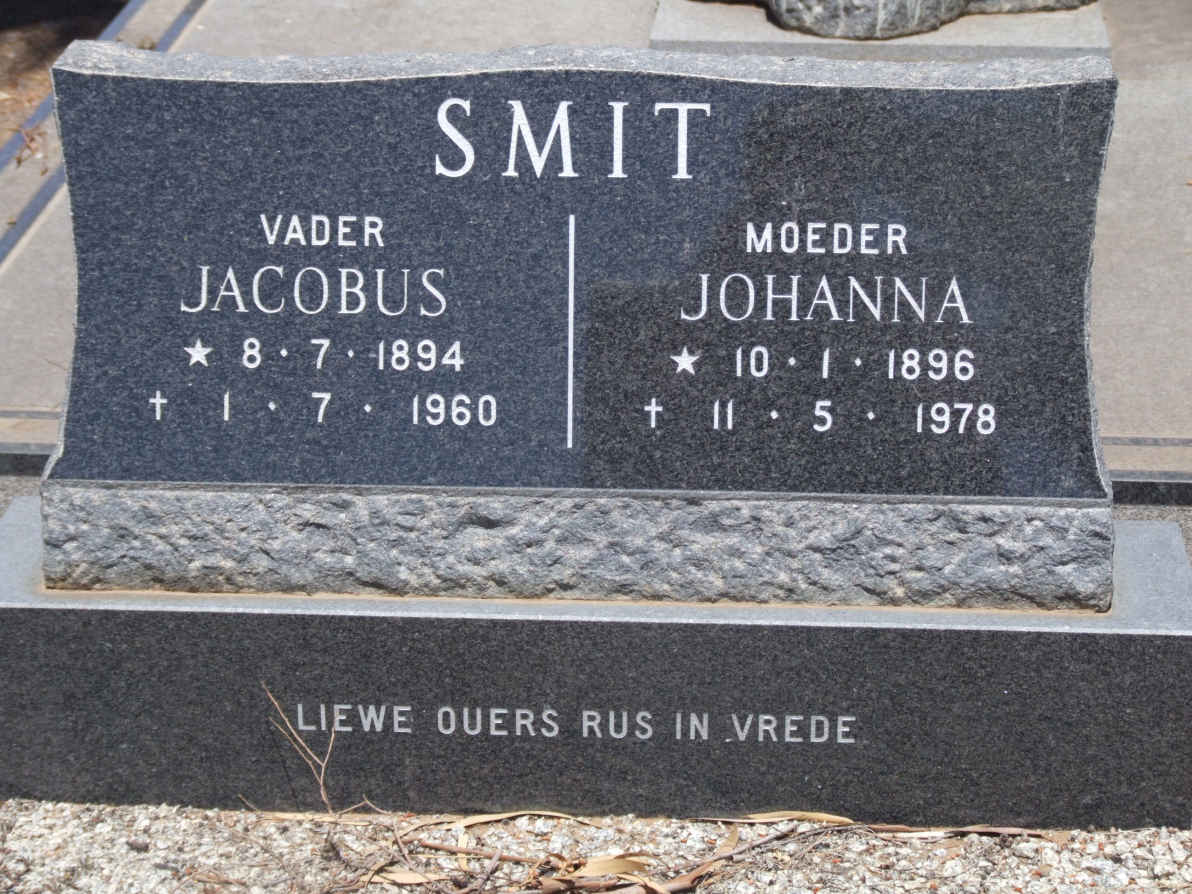 SMIT Jacobus 1894-1960 &amp; Johanna 1896-1978