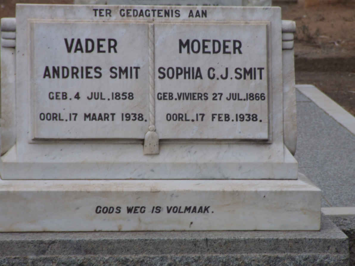 SMIT Andries 1858-1938 &amp; Sophia C.J. VIVIERS 1866-1938