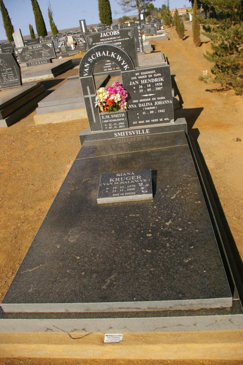 SCHALKWYK Jan Hendrik, van 1938-2007 &amp; Anna Dalina THERON 1942- :: SMITH E.M. nee VAN SCHALKWYK 1963-2012