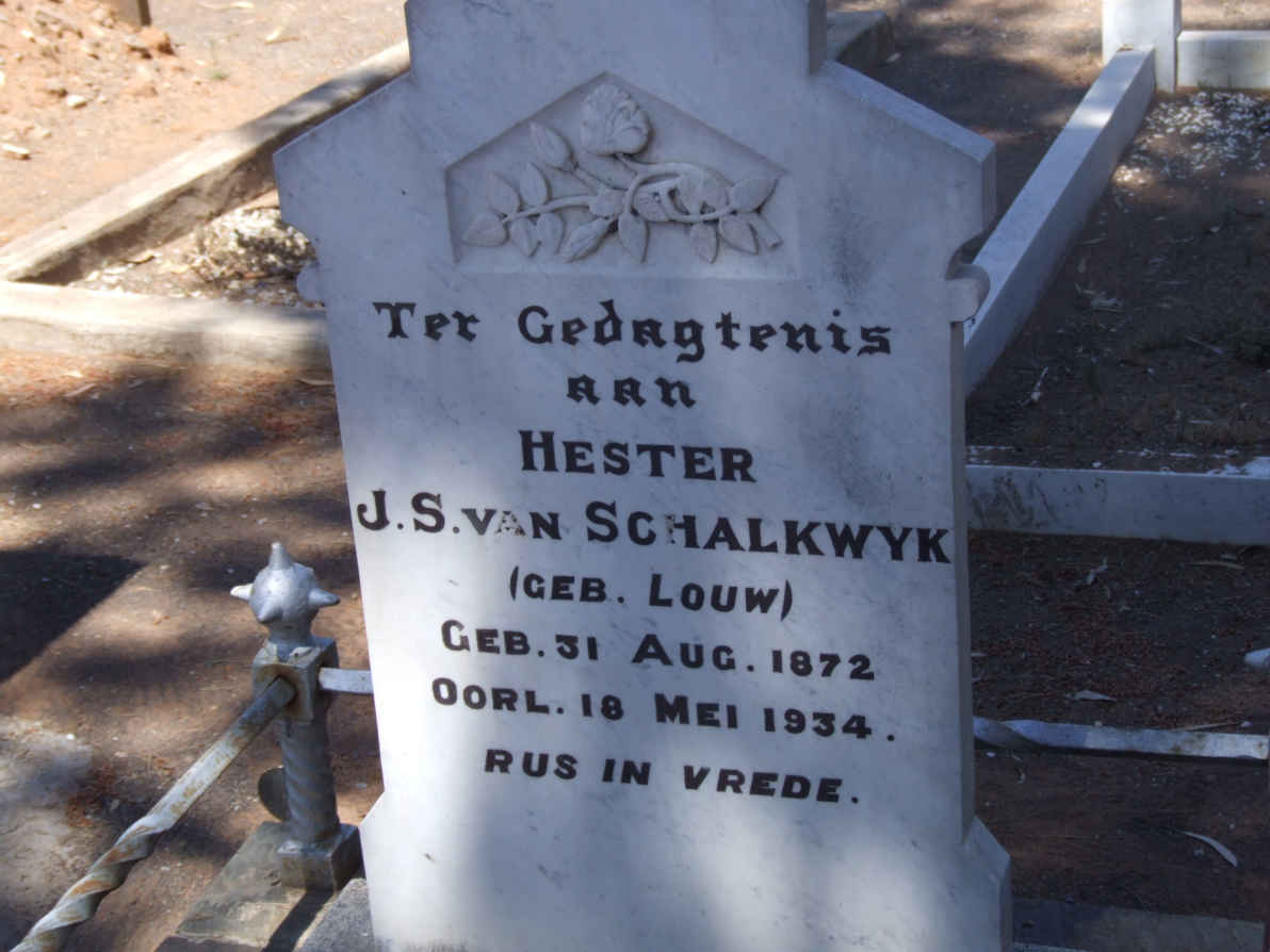SCHALKWYK J.S., van nee LOUW 1872-1934