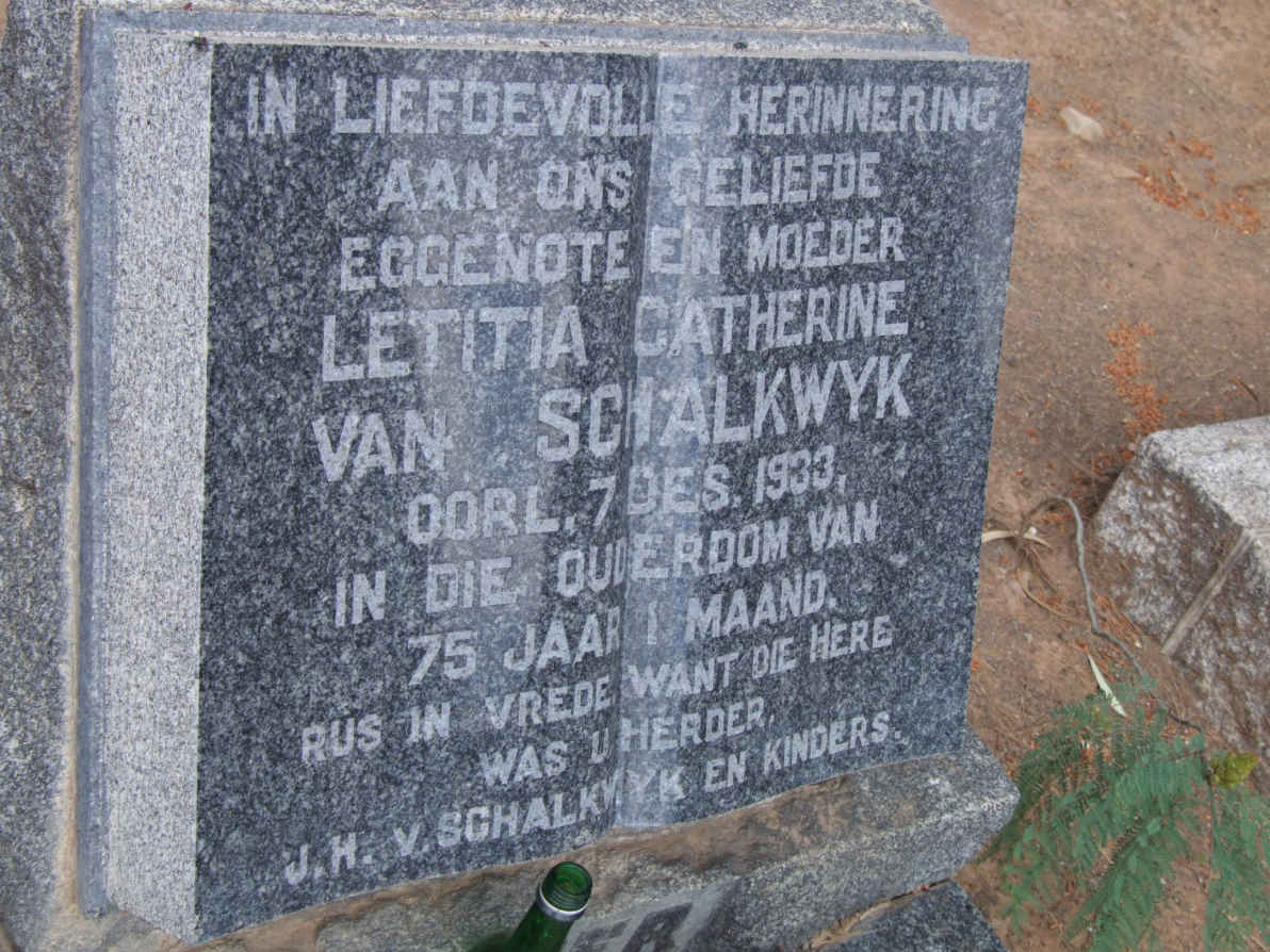 SCHALKWYK Letitia Catherine, van -1933