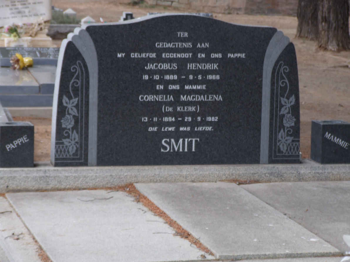 SMIT Jacobus Hendrik 1889-1966 &amp; Cornelia Magdalena DE KLERK 1894-1982