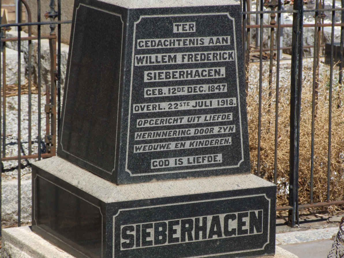 SIEBERHAGEN Willem Frederick 1847-1918