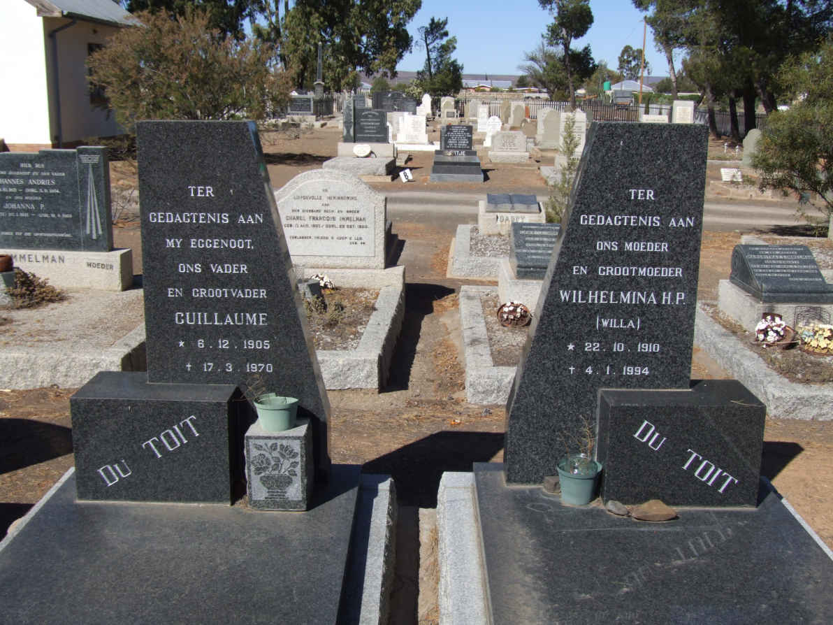 TOIT Guillaume, du 1905-1970 &amp; Wilhelmina H.P. 1910-1994