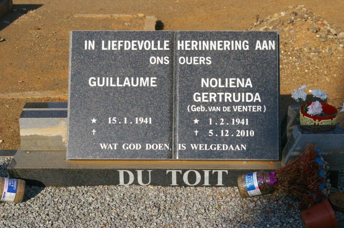 TOIT Guillaume, du 1941- &amp; Noliena Gertruida VAN DE VENTER 1941-2010