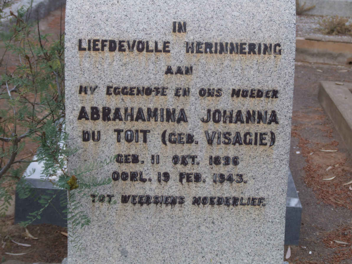 TOIT Abrahamina Johanna, du nee VISAGIE 1896-1943