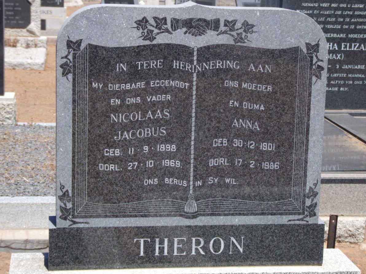 THERON Nicolaas Jacobus 1898-1969 &amp; Anna 1901-1986