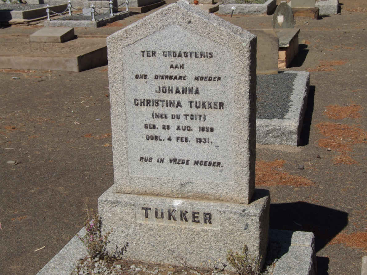 TUKKER Johanna Christina  nee DU TOIT 1858-1931