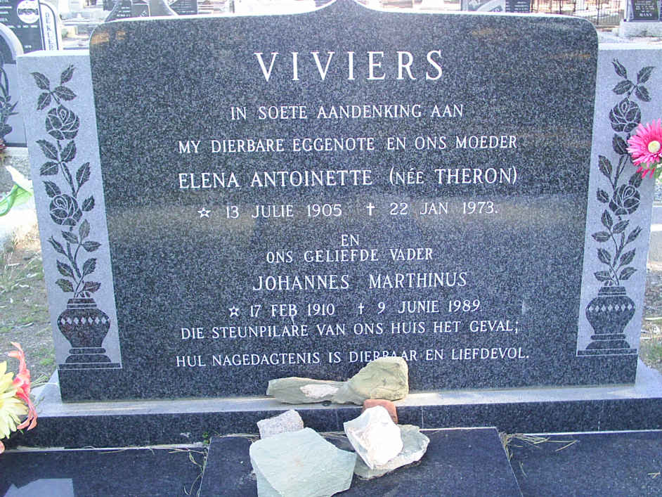 VIVIERS Johannes Marthinus 1910-1989 &amp; Elana Antoinette THERON 1905-1973