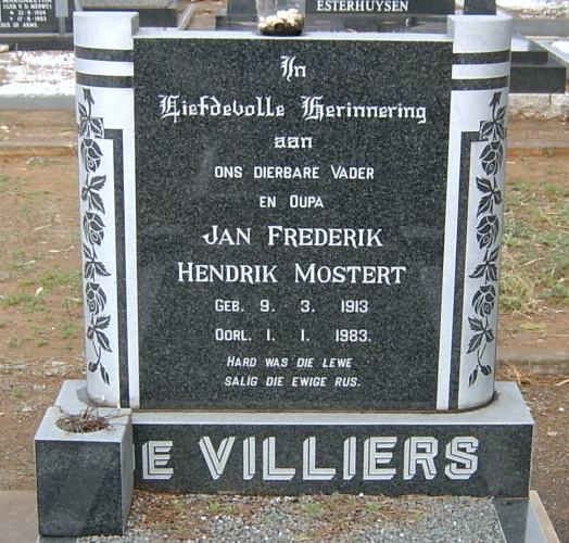 VILLIERS Jan Frederik Hendrik Mostert, de 1913-1983