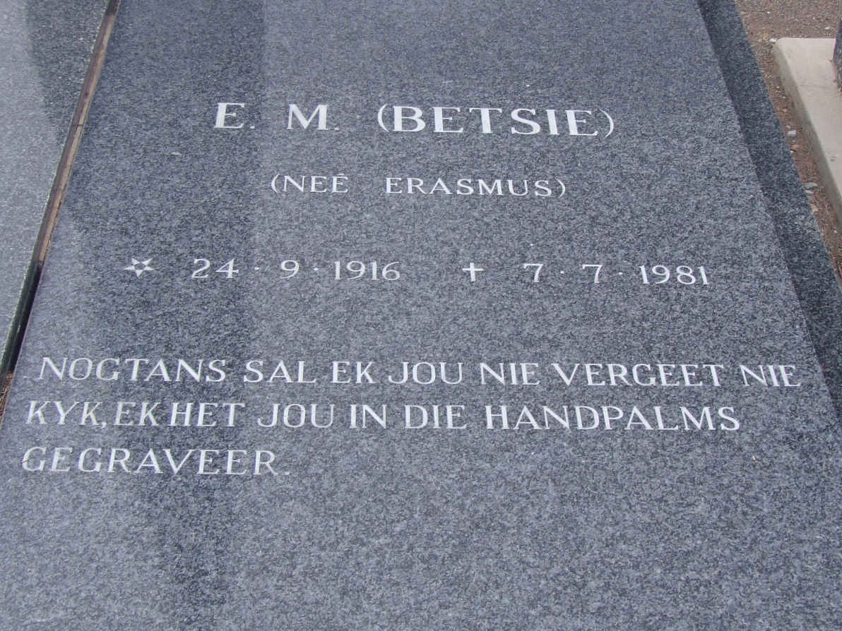 VIVIERS E.M. nee ERASMUS 1916-1981