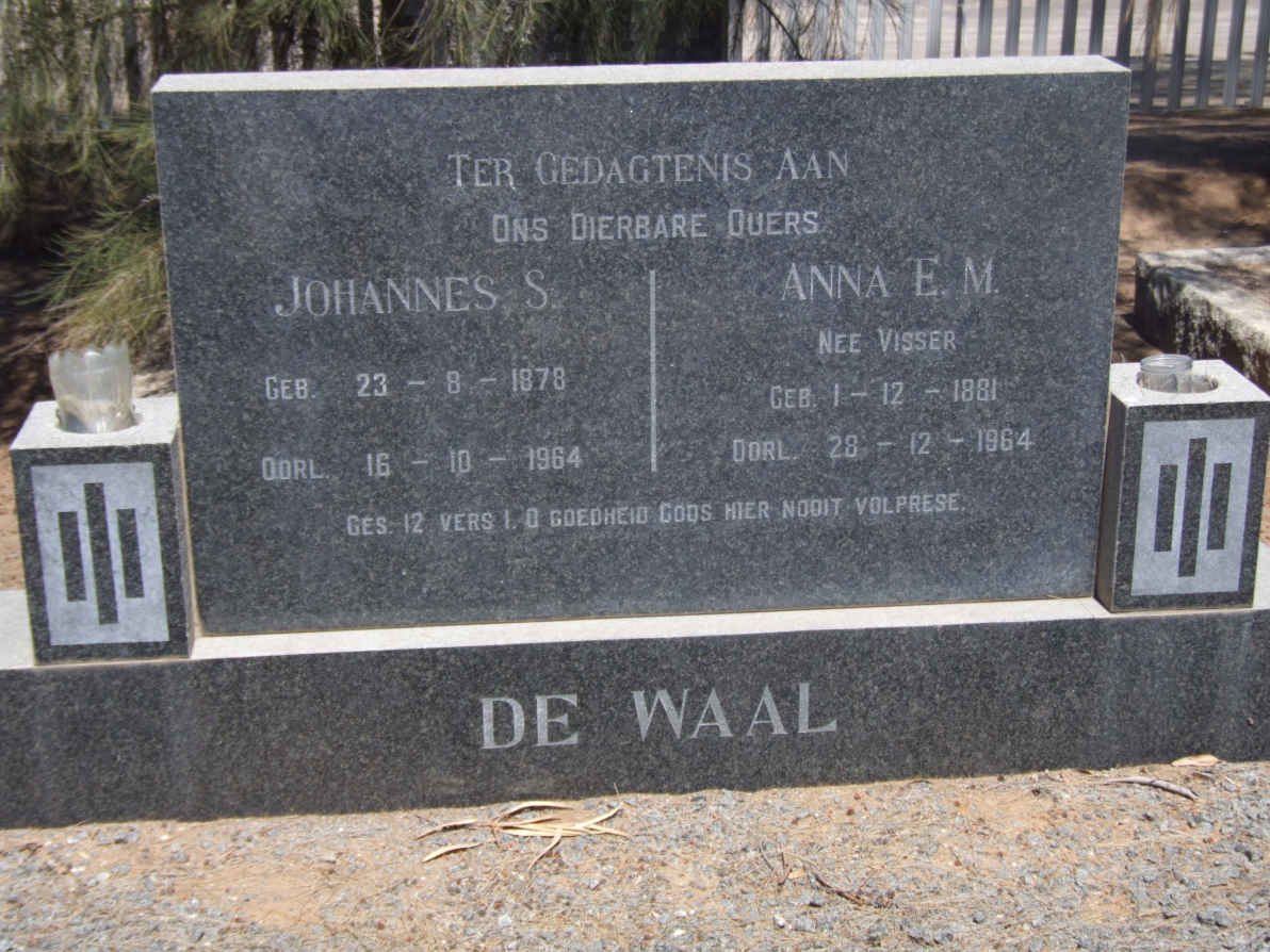 WAAL Johannes S., de 1878-1964 &amp; Anna E.M. VISSER 1881-1964