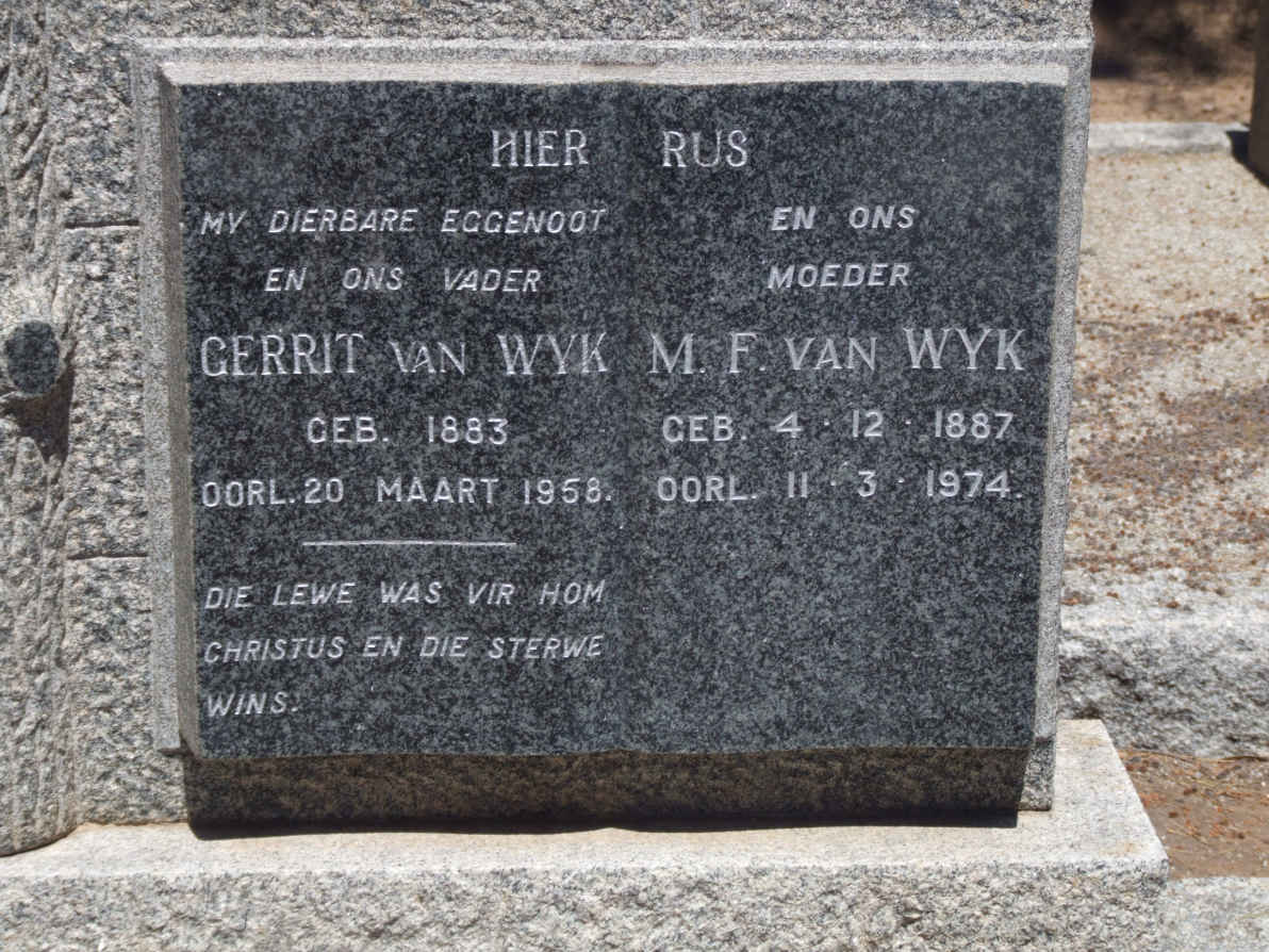 WYK Gerrit, van 1883-1958 &amp; M.F. 1887-1974