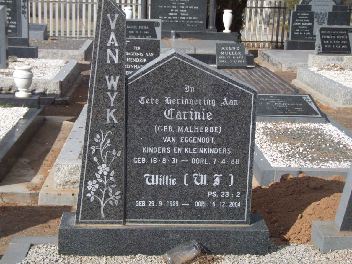 WYK W.J., van 1929-2004 &amp; Carinie MALHERBE 1931-1988