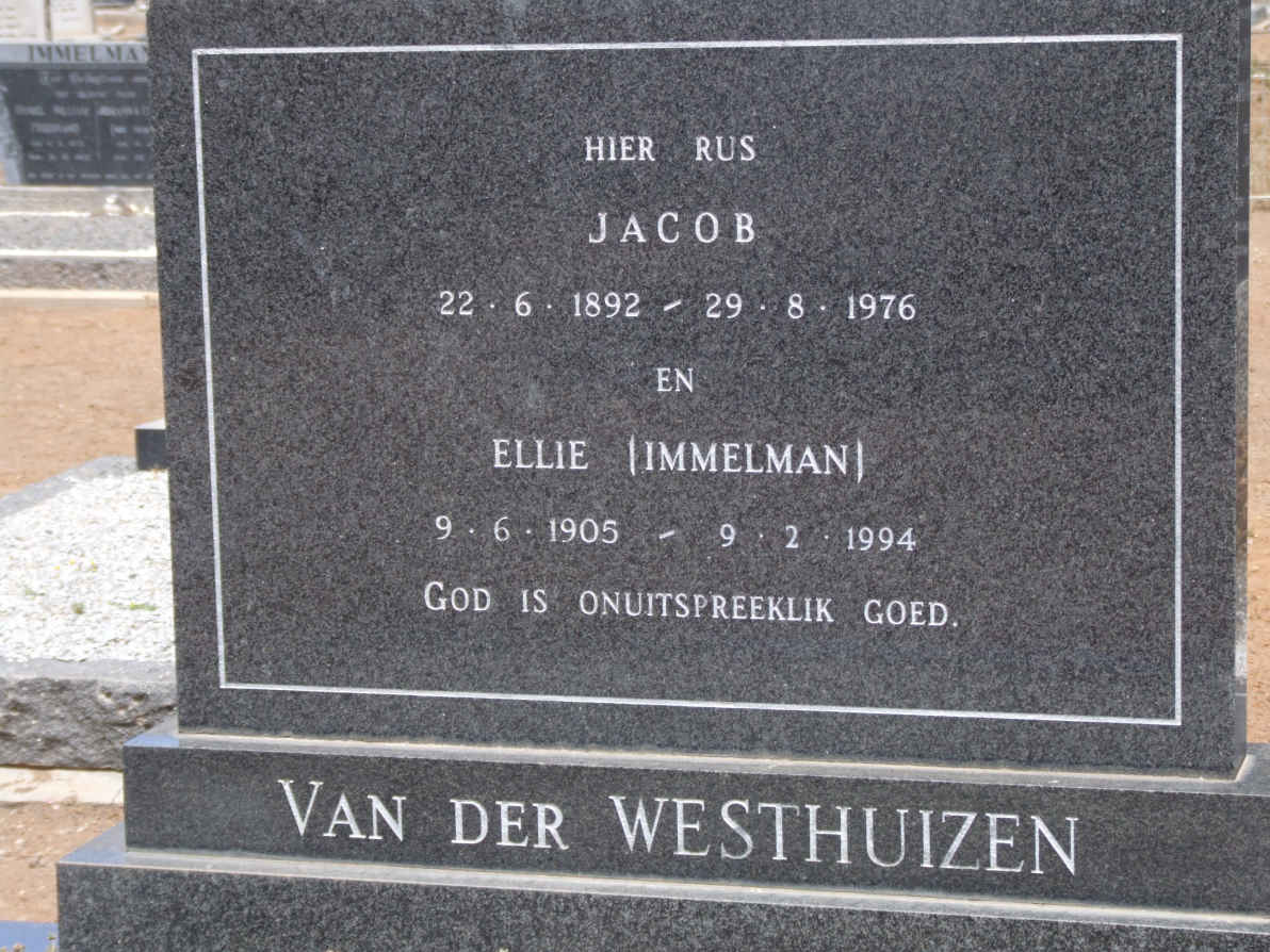 WESTHUIZEN Jacob, van der 1892-1976 &amp; Ellie IMMELMAN 1905-1994