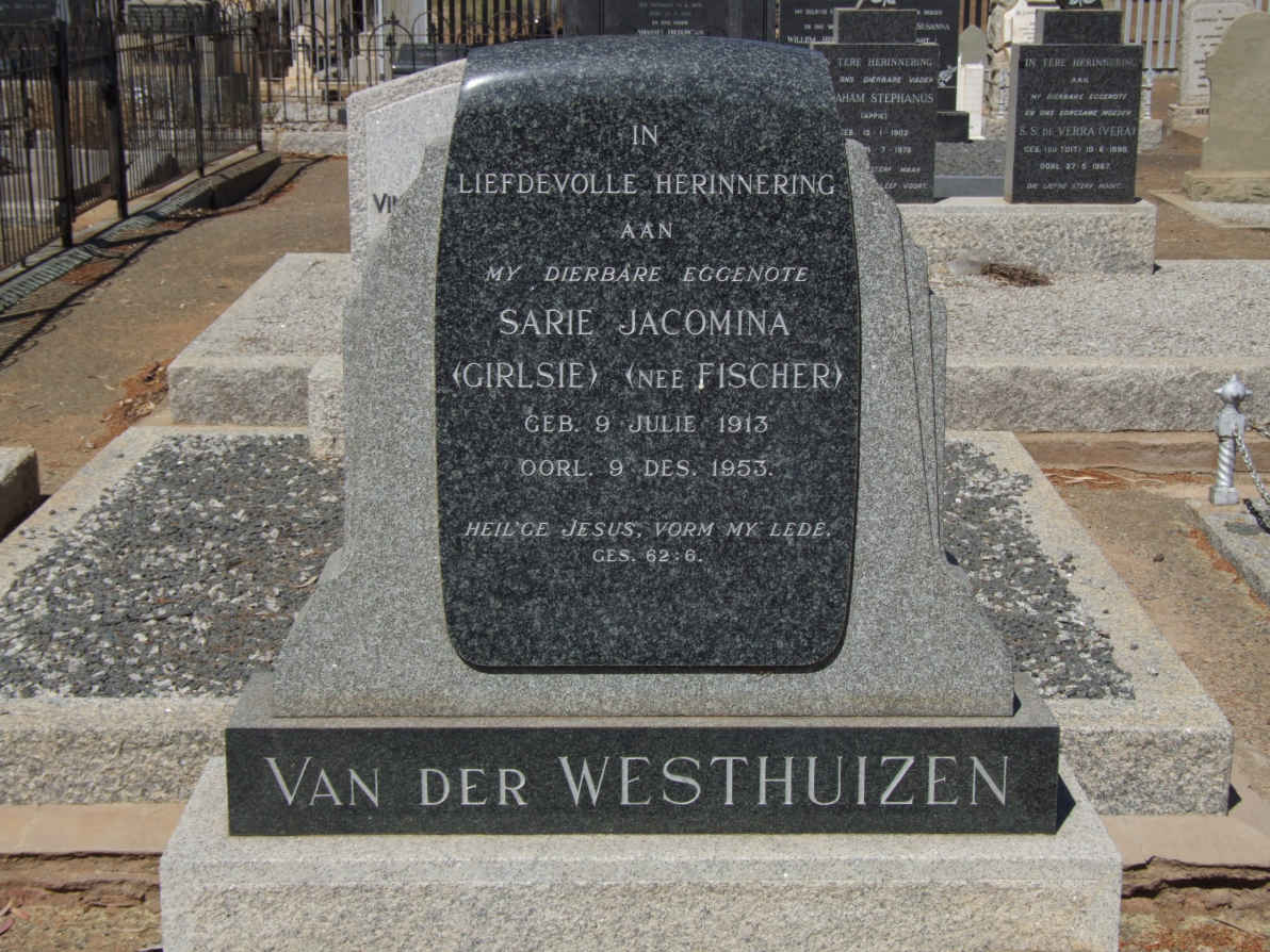 WESTHUIZEN Sarie Jacomina, van der nee FISCHER 1913-1953