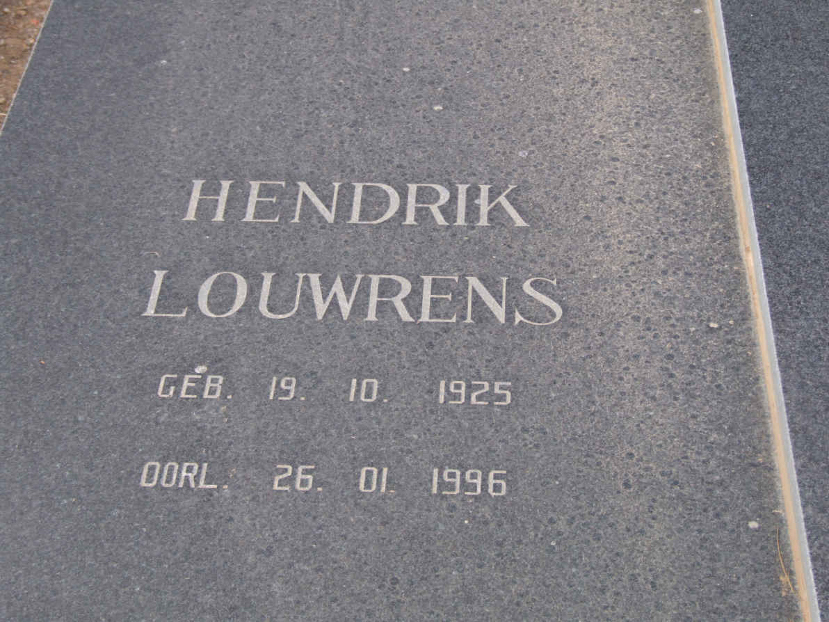WESTHUIZEN Hendrik Louwrens, van der 1925-1996
