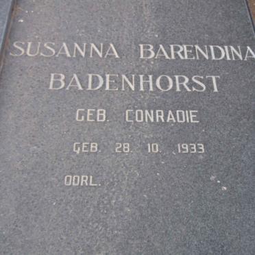 WESTHUIZEN Susanna Barendina Badenhorst, van der nee CONRADIE 1933-