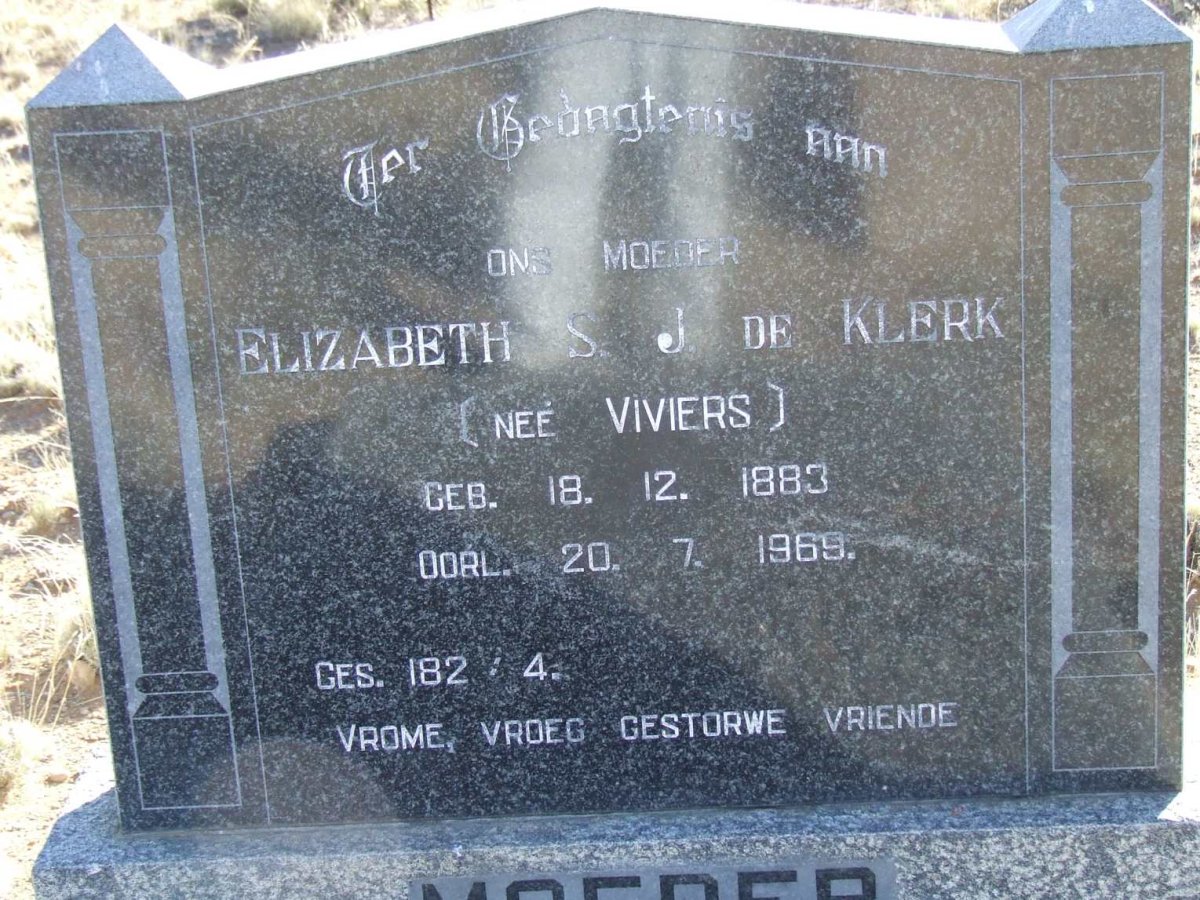 KLERK Elizabeth S.J., de nee VIVIERS 1883-1969