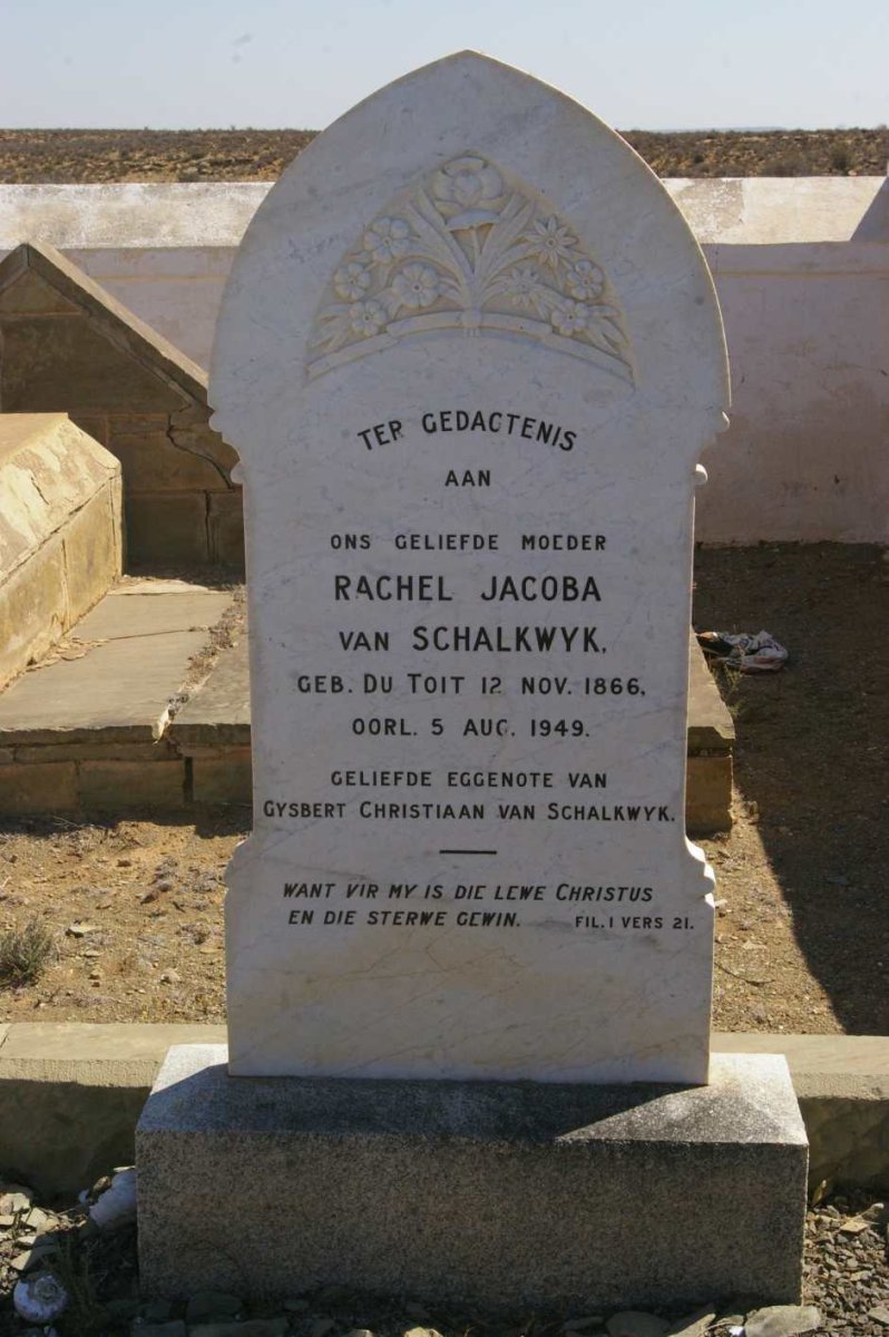 SCHALKWYK Gysbert Christiaan, van 1863-1931 &amp; Rachel Jacoba DU TOIT 1866-1949