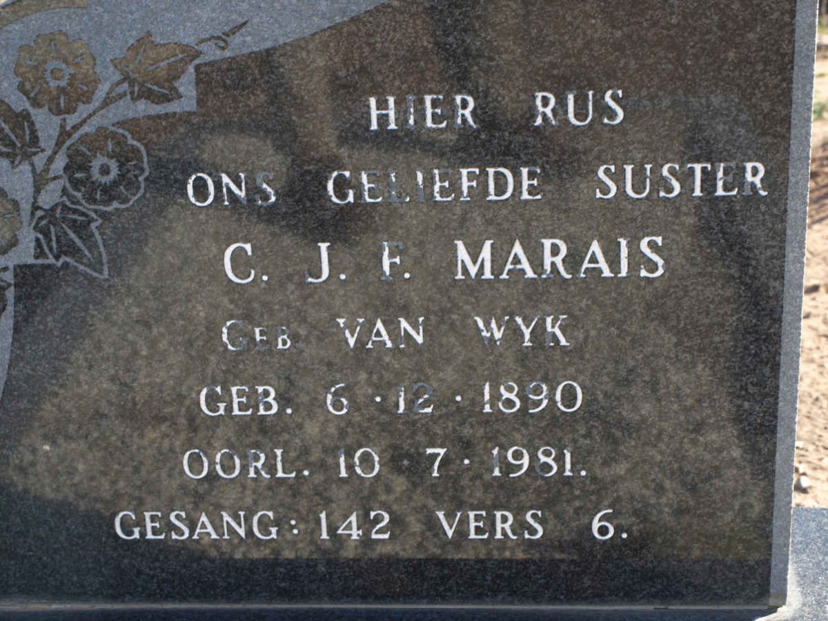 MARAIS C.J.F. nee VAN WYK 1890-1981