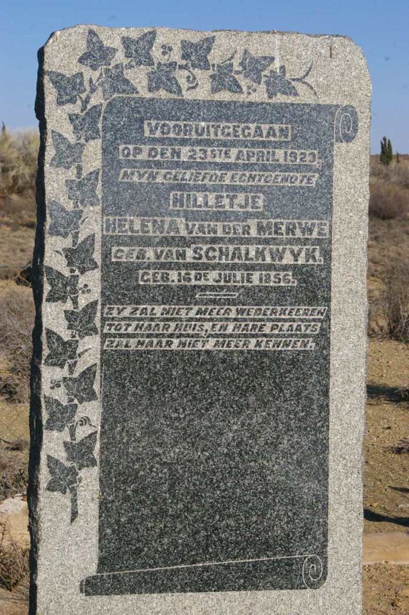 MERWE Hilletje Helena, van der nee VAN SCHALKWYK 1856-1923