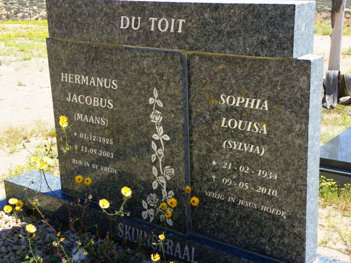 TOIT Hermanus Jacobus, du 1925-2003 &amp; Sophia Louisa 1934-2010