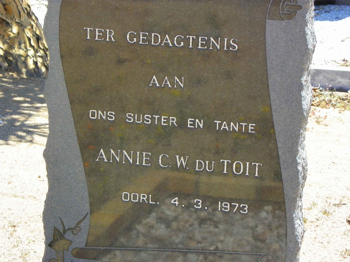 TOIT Annie C.W., du -1973