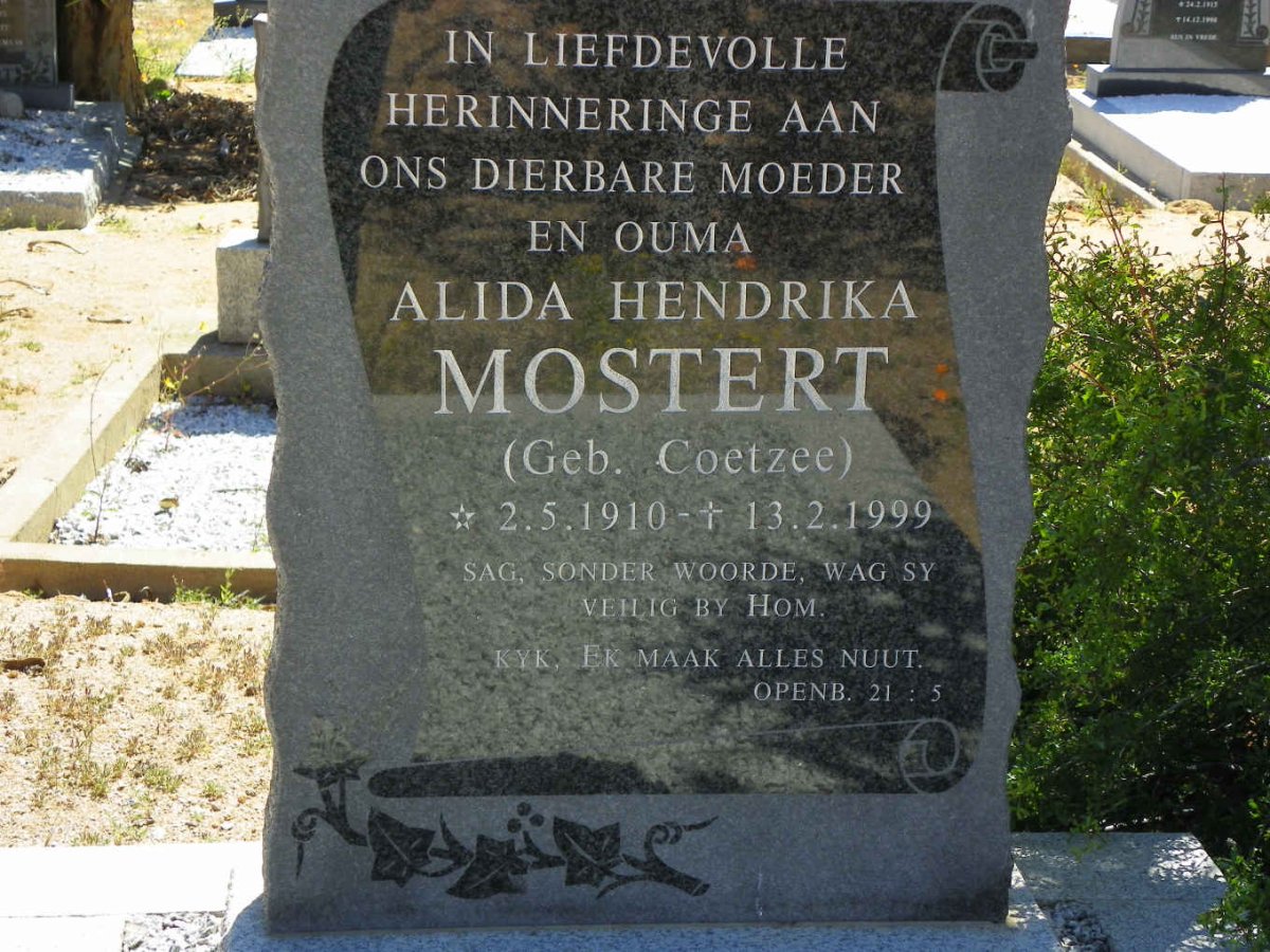 MOSTERT Alida Hendrika nee COETZEE 1910-1999