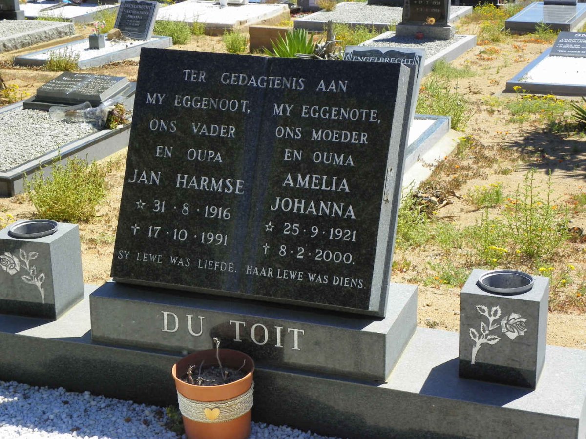 TOIT Jan Harmse, du 1916-1991 &amp; Amelia Johanna 1921-2000