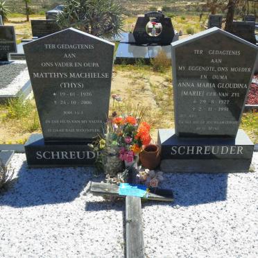 SCHREUDER Matthys Machielse 1926-2006 &amp; Anna Maria Gloudina VAN ZYL 1927-1991