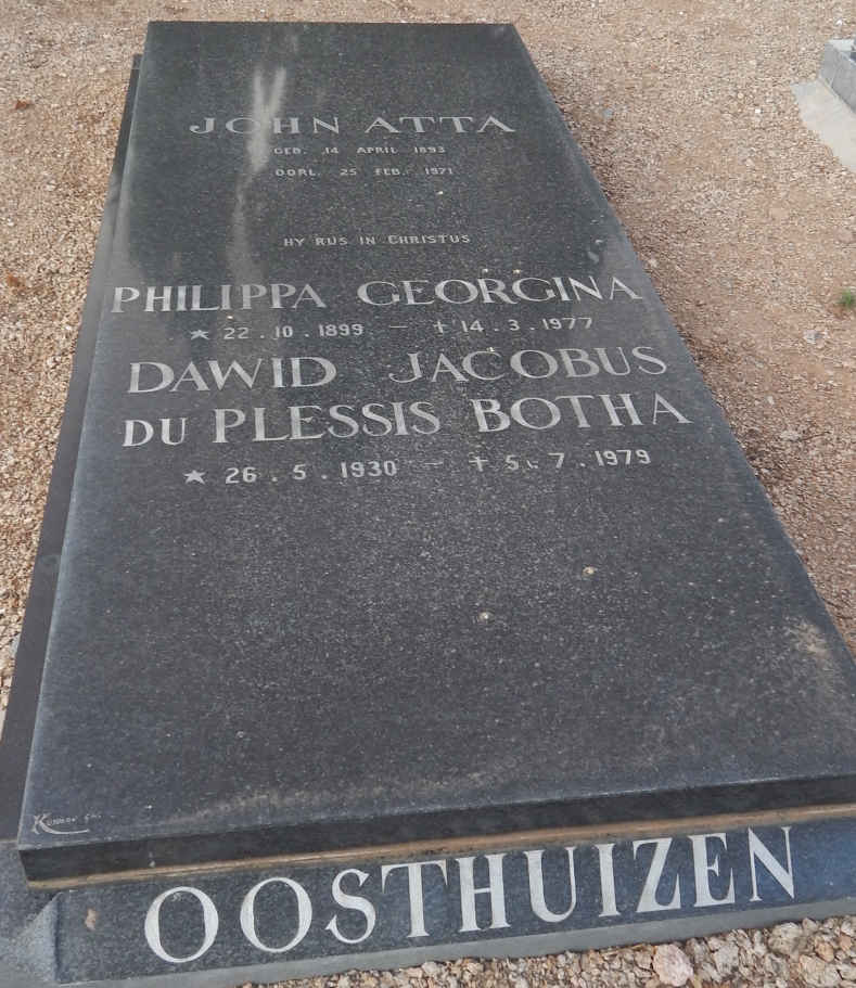 OOSTHUIZEN John Atta 1893-1971 &amp; Philippa Georgina 1899-1977 :: OOSTHUIZEN Dawid Jacobus Du Plessis Botha 1930-1979