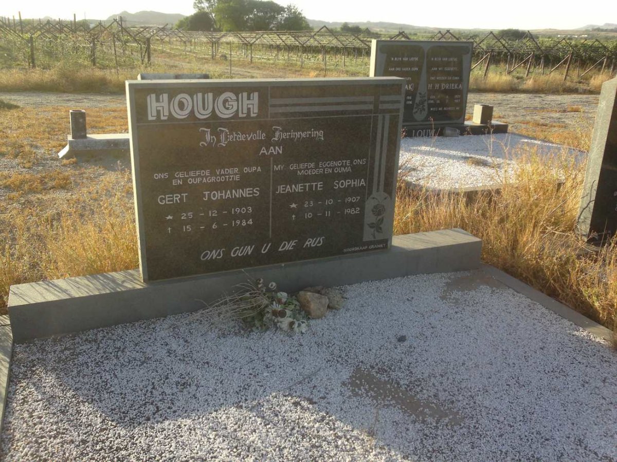 HOUGH Gert Johannes 1903-1984 &amp; Jeanette Sophia 1907-1982